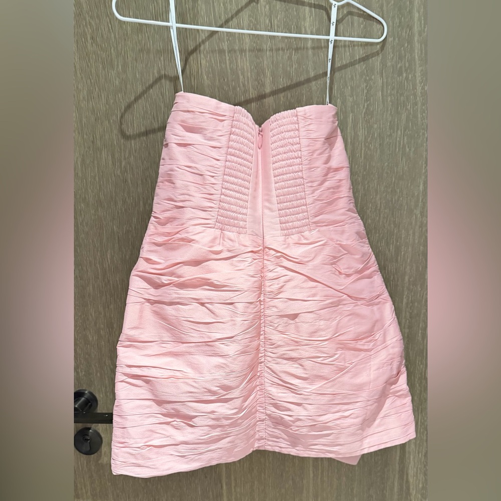 Aje Strapless Pink Ruffled Ruched Mini Dress - Picture 8 of 11